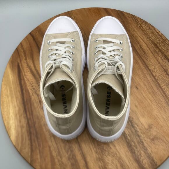 Converse CTAS All Star Lift Shoes Womens 10 Tan Canvas Hi Top Platform Sneakers - Picture 5 of 8